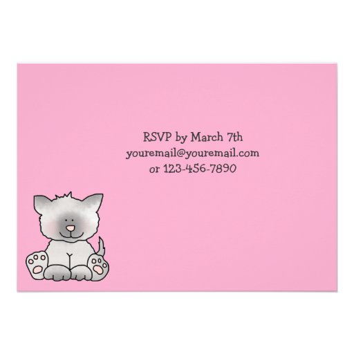 Cute Kitty Cat 1st Birthday Invitation for Girls