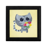 Cute Kitty Cat and flowers Keepsake Box