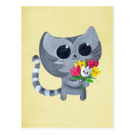 Cute Kitty Cat and flowers Post Card
