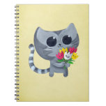 Cute Kitty Cat and flowers Spiral Note Books