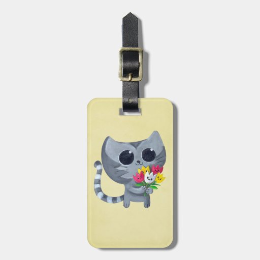 Cute Kitty Cat and flowers Tags For Luggage