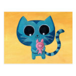 Cute Kitty Cat and Pig Postcard