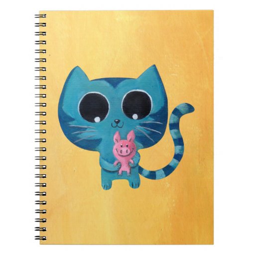 Cute Kitty Cat and Pig Spiral Note Book