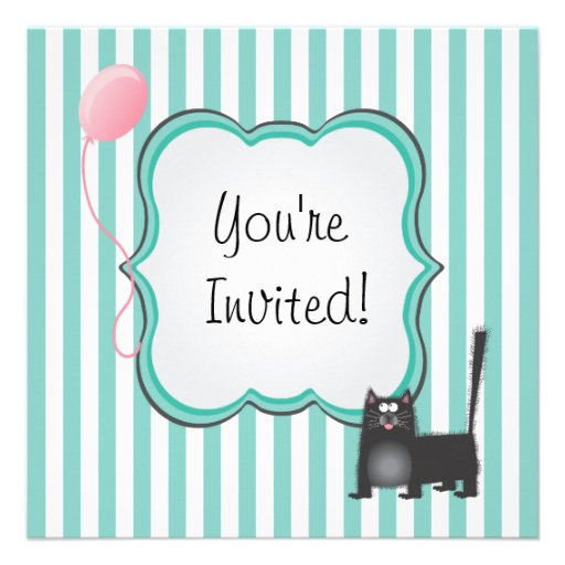 Cute Kitty Cat Birthday Party Invitation