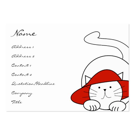 Cute Kitty Cat Business Cards Red Hat (front side)