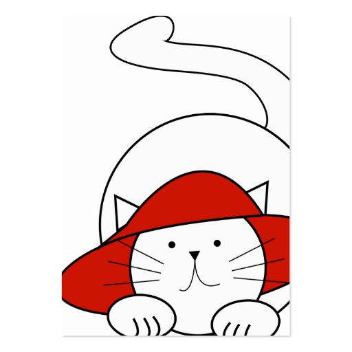 Cute Kitty Cat Business Cards Red Hat (back side)