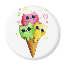 artsprojekt, kawaii cat, kawaii kitten, cute cat, cute kitten, kawaii ice cream, cute ice cream, cartoon cat, cartoon ice cream cat, summer cat, kawaii, cat, kitten, ice cream, cats, cuteness, Magnet with custom graphic design