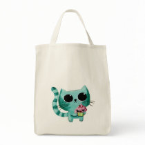 Cute Kitty Cat with Kawaii Cupcake Canvas Bags