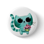 Cute Kitty Cat with Kawaii Cupcake Pin