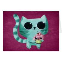 Cute Kitty Cat with Kawaii Cupcake cards