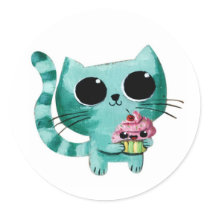 artsprojekt, cute kitty, cute cat, cartoon cat, kawaii cat, illustration cat, kawaii kitty, kawaii cupcake, cute cat gift, cute, kawaii cat gift, kawaii kitten gift, cats, cuteness, japanese popular culture, entertainment, kawaii, cat, Sticker with custom graphic design