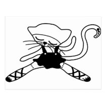 cute kitty dancer doll postcards