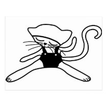 cute kitty doll black postcards