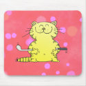 Cute Kitty Golfer Red Back Ground mousepads by Toonboy Cute Kitty Golfer Red Back Ground mousepads