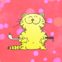 Cute Kitty Golfer Red Back Ground stamp