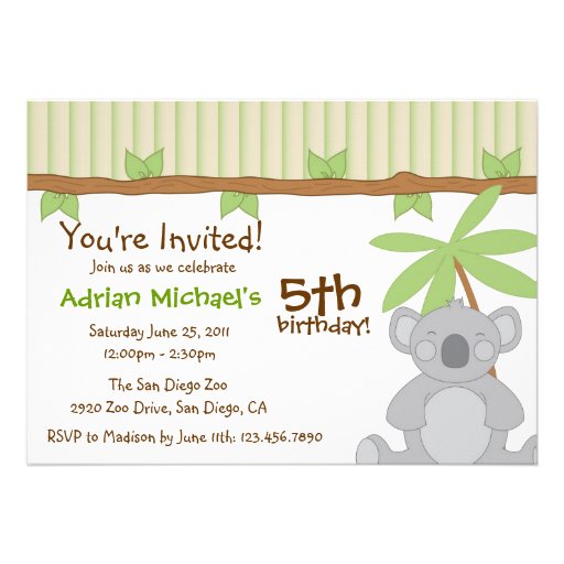 Cute Koala Party Invite