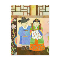 Cute Korean Bride & Groom: Save the Date Postcard