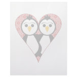 Cute Lace Heart Penguins Letterhead
