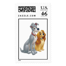 Cute Lady and the Tramp Disney Stamp