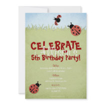 Cute Lady Bugs Girl's Birthday Personalized Invitations