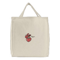 Cute Lady Love Bug Tote embroidered bags by silly_strings Cute Lady Love Bug Tote embroidered bags