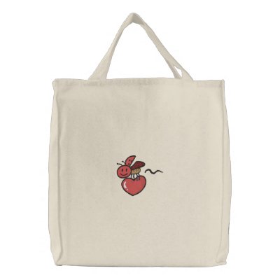 Cute Lady Love Bug Tote Canvas Bags by silly_strings