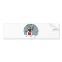 Cute Lady Snowman Round Design bumper stickers
