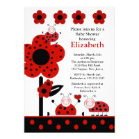 Cute Ladybug Baby Shower Invitation