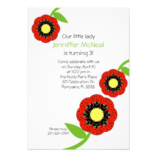 cute ladybug BIRTHDAY PARTY invitation