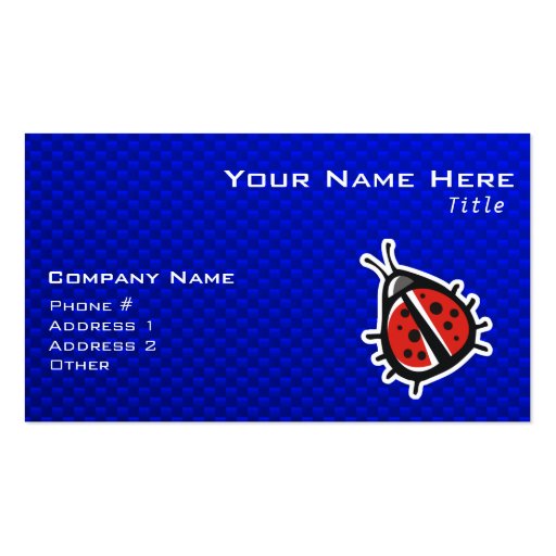 Cute Ladybug; Blue Business Card (front side)