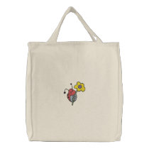 Cute Ladybug Hanging on Flower embroidered bags by silly_strings Cute Ladybug Hanging on Flower embroidered bags