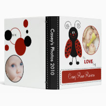 Cute Ladybug LOVE BUG black & red Photo Album #2 Vinyl Binders
