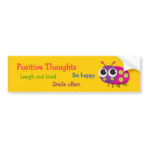 Cute Ladybug "Positive Thoughts" Bumper Stickers