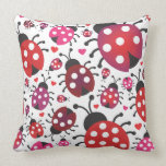 Cute ladybug retro pattern polka dot design pillows