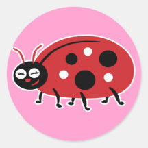 Cute Ladybug Round Sticker