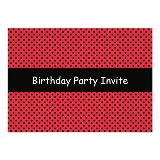 Cute Ladybug turns 3, 3rd birthday, polka dots Custom Announcements