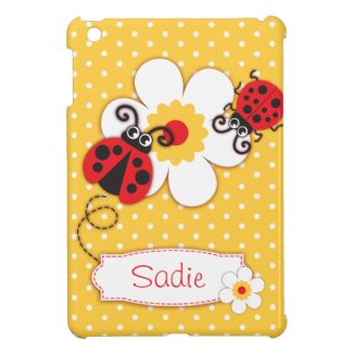 Cute ladybugs girls name red yellow ipad mini case