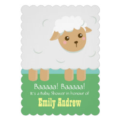 Cute Lamb Baby Shower Gender Neutral Personalized Announcements