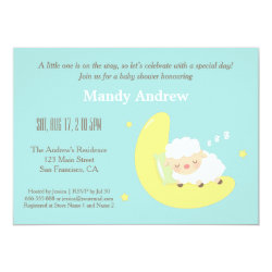 Cute Lamb on Moon Baby Shower Party Invitations 4.5" X 6.25" Invitation Card