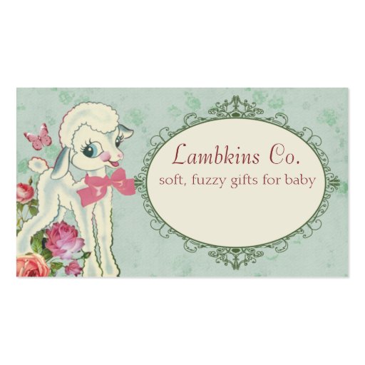 cute lamb sheep wool knitting crochet baby sewing business card (front side)