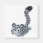 Cute Landing Snow Leopard Magnet magnets