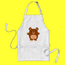 Cute Laughing Cartoon Bear  cooking apron