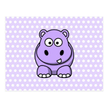 Cute Lavender Hippo Post Card