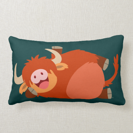 Cute  Lazy Cartoon Highland Cow Pillow