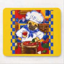 Cute Le Cafe Pug Chef mousepads by Chef_Pet_Art Cute Le Cafe Pug Chef mousepads