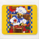 Cute Le Cafe Pug Chef Mouse Pad