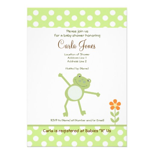 Cute Leapfrog Baby Shower Invitations 5 x 7 size