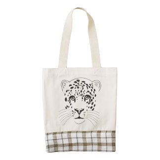 Cute Leopard Head Illustration Zazzle HEART Tote Bag