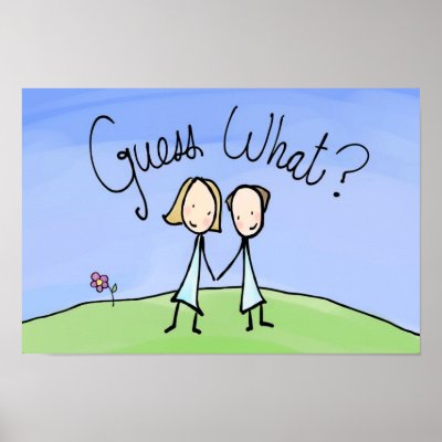 Cute Lesbian Couple Guess What Poster by rainbowthree Cute Lesbian Couple Guess What Poster by rainbowthree