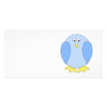 Cute Light Blue Bird Cartoon. Photo Card